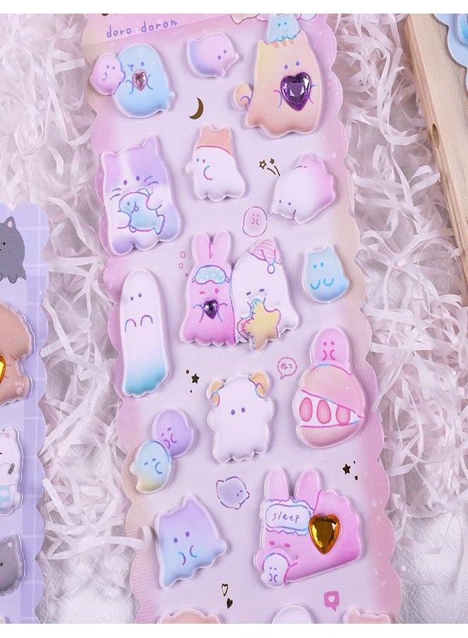 NVF Kawaii Café 3D Puffy Stickers Set - Cute Animals, Dessert & Milk Tea Stickers for Journaling, Scrapbooking, Planner Decoration, School Projects & DIY Crafts - Image 3